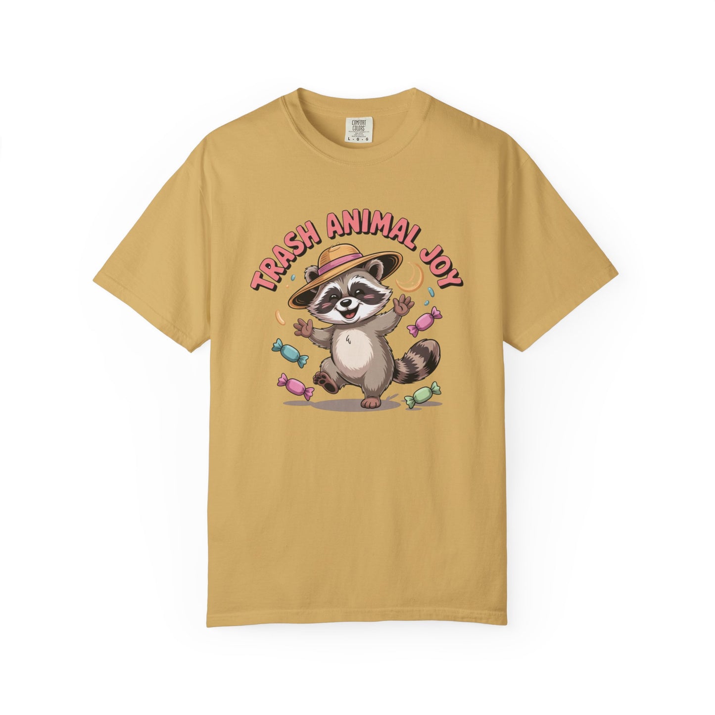 Trash Animal Joy Raccoon T-Shirt — Cute Candy-Loving Graphic Tee