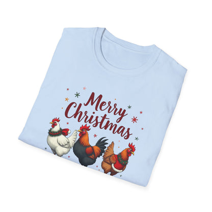 Merry Christmas Chicken Tee — Festive Rooster Holiday T-Shirt