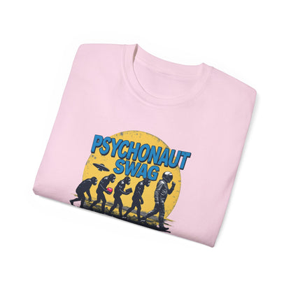 Psychonaut Evolution of Man Sunset, Unisex Tee, Retro Graphic T-Shirt, Music Festival Attire, Gift for Gamers, Casual Streetwear