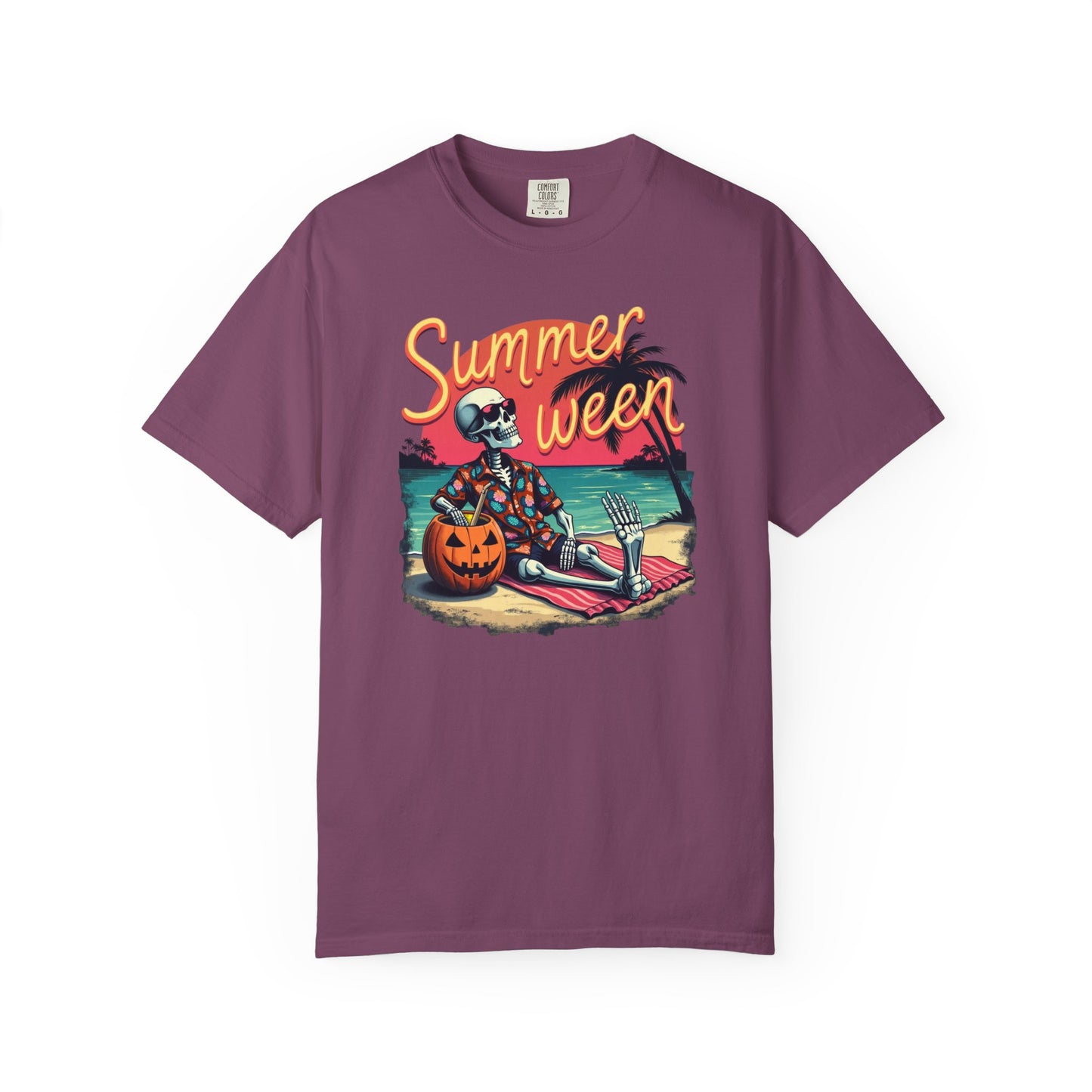 T-Shirt — "Summerween" Beach Skeleton Halloween Graphic Tee