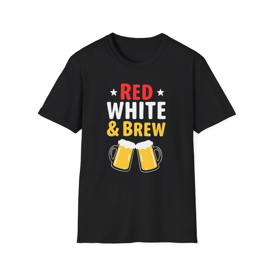 Red White & Brew Shirt, Gift for Dad, Fourth of July Apparel, BBQ Party Wear - Psychonaut Swag