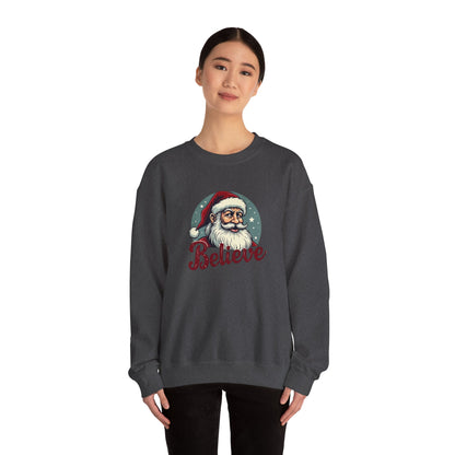 Believe Santa Crewneck Sweatshirt — Vintage Christmas Holiday Sweatshirt