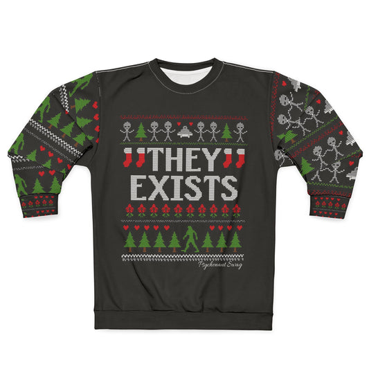 They Exist Ugly Christmas Sweatshirt — Skeletal Holiday Knit Design