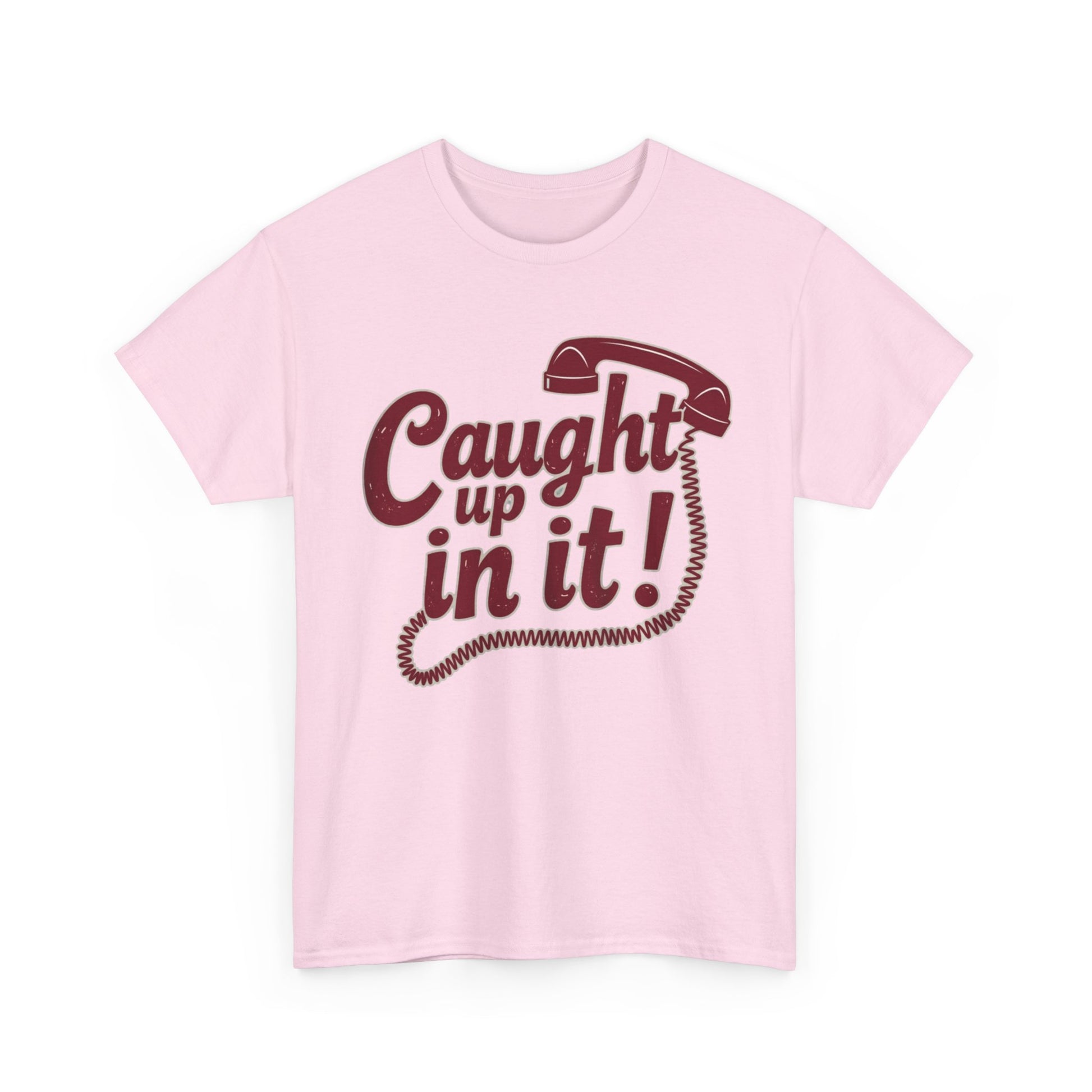 Caught Up in It, Phone chord, Unisex Heavy Cotton Tee, Vintage Phone Graphic T-Shirt, Casual Daily Wear, Fun Gift for Friends, Trendy White Tee - Psychonaut Swag