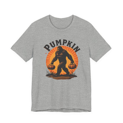 Pumpkin Bigfoot T-Shirt – Unisex Harvest Tee for Fall, Halloween, Autumn Celebrations, Gift for Nature Lovers, Casual Wear