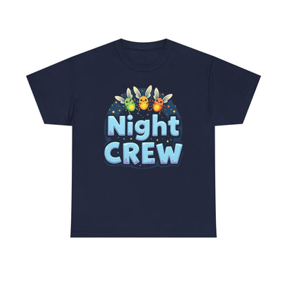 Night Crew Unisex Heavy Cotton Tee, Comfortable Graphic Tee, Great for Parties, Casual Wear, Gift for Friends, Summer Events - Psychonaut Swag
