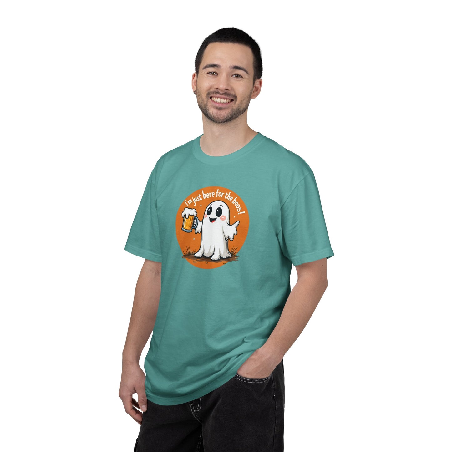 Halloween Ghost Beer T-Shirt — "I’m Just Here for the Boos" Cute Spooky Tee