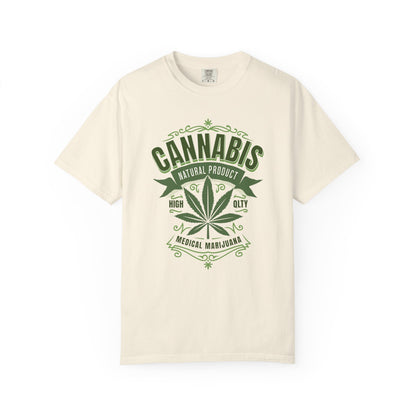 Cannabis Vintage Badge T-Shirt – "Cannabis Natural Product" Graphic Tee