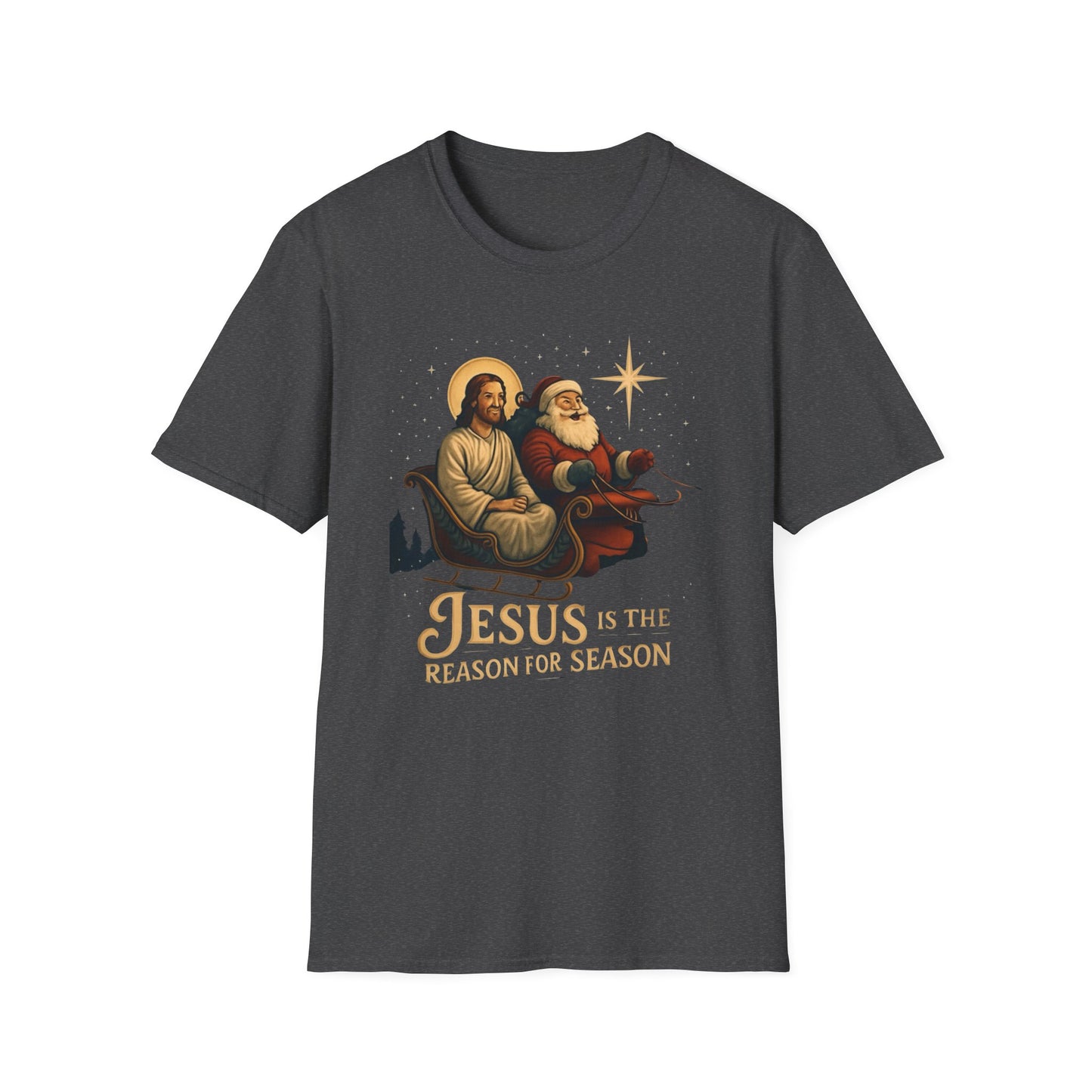 Jesus Is the Reason Of the Season T-Shirt — Vintage Nativity & Santa Christmas Tee