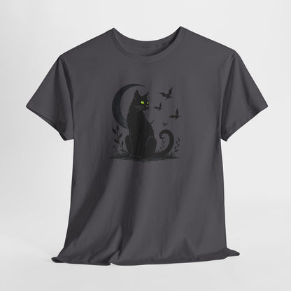 Black Cat Moon T‑Shirt — Gothic Cat Silhouette Tee