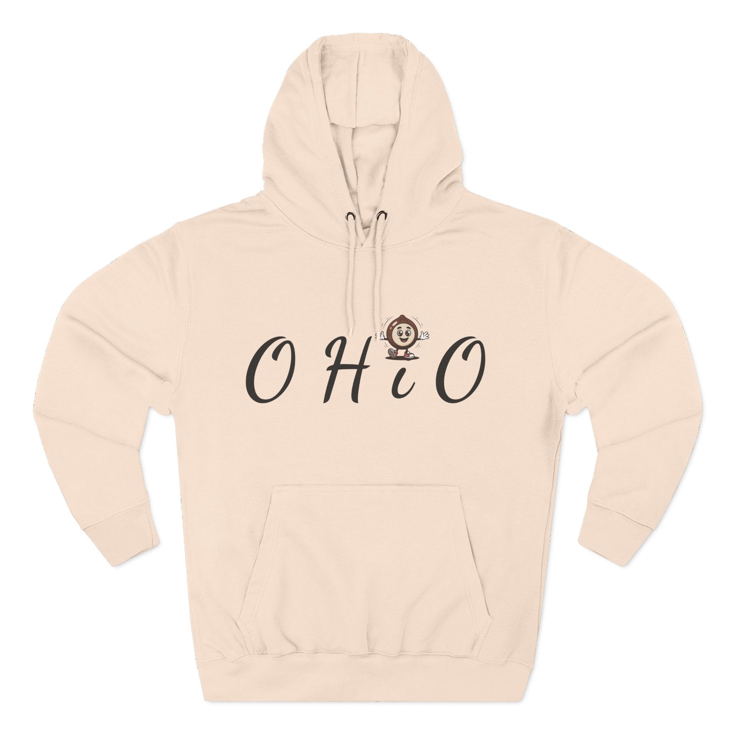 Ohio Script Hoodie with Cute Buckeye Mascot