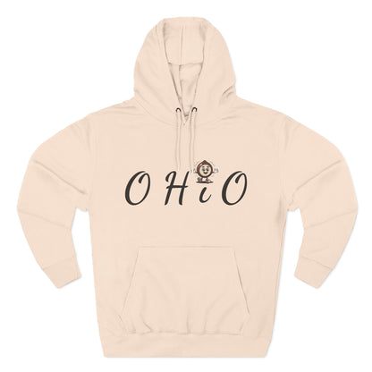 Ohio Script Hoodie with Cute Buckeye Mascot
