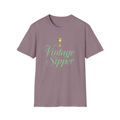 Vintage Sipper Unisex Softstyle T-Shirt, Casual Wear, Gift for Wine Lovers, Bar Night, Vintage Inspired Apparel - Psychonaut Swag