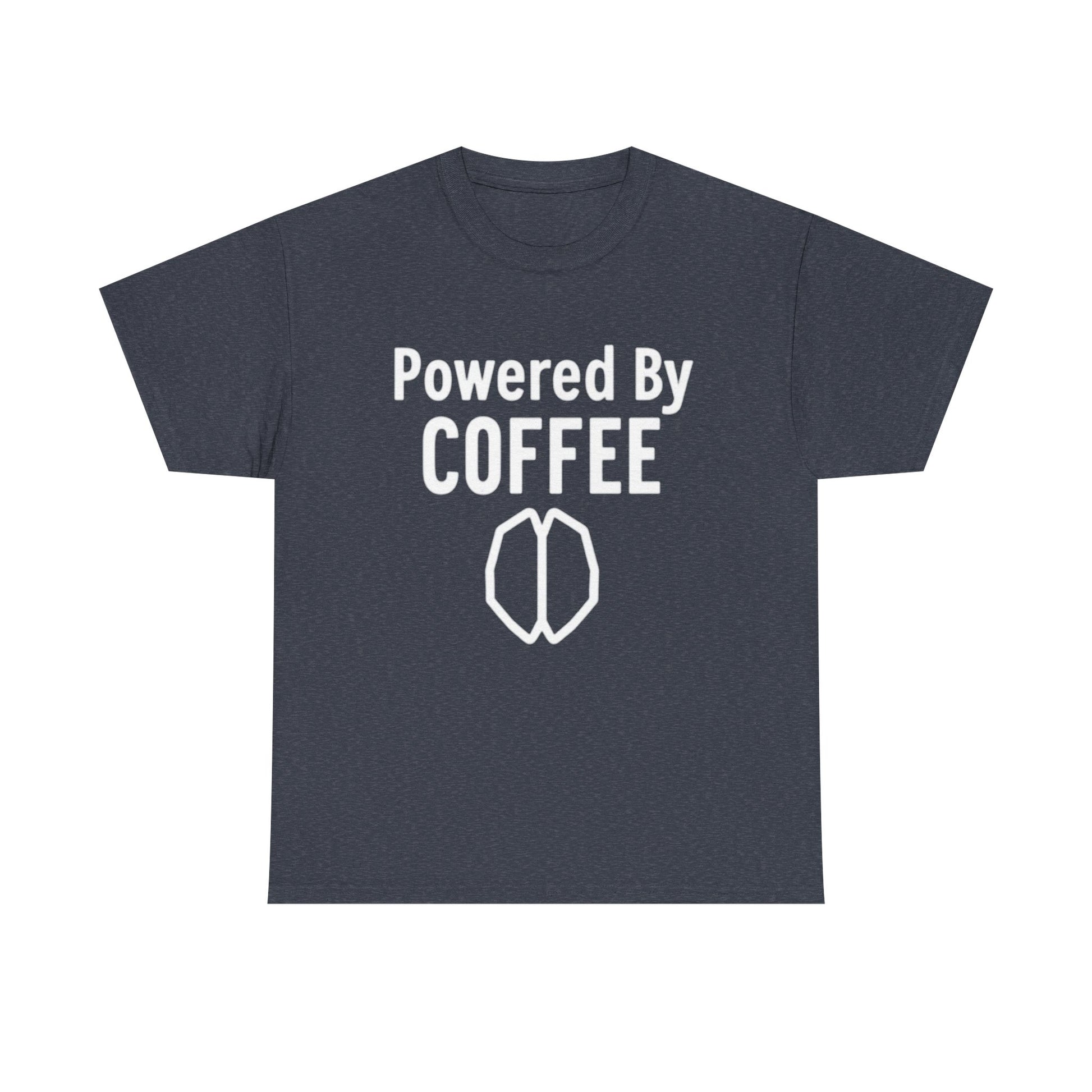 Powered By Coffee Unisex Heavy Cotton Tee, Funny Coffee Lover Shirt, Gift for Barista, Casual Wear, Perfect for Birthdays, Everyday Use - Psychonaut Swag
