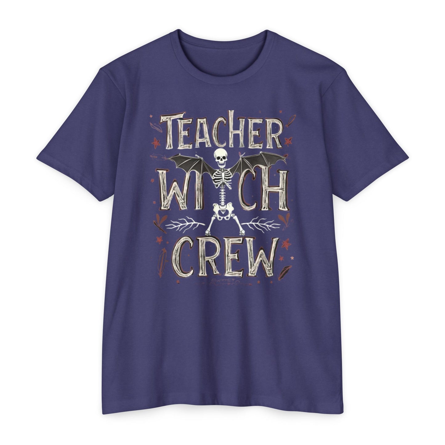 Teacher Witch Crew T-Shirt — Halloween Skeleton Teacher Tee
