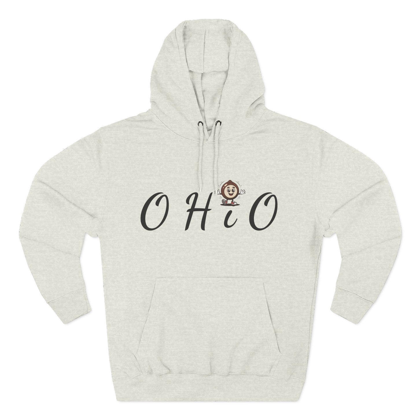 Ohio Script Hoodie with Cute Buckeye Mascot