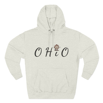 Ohio Script Hoodie with Cute Buckeye Mascot
