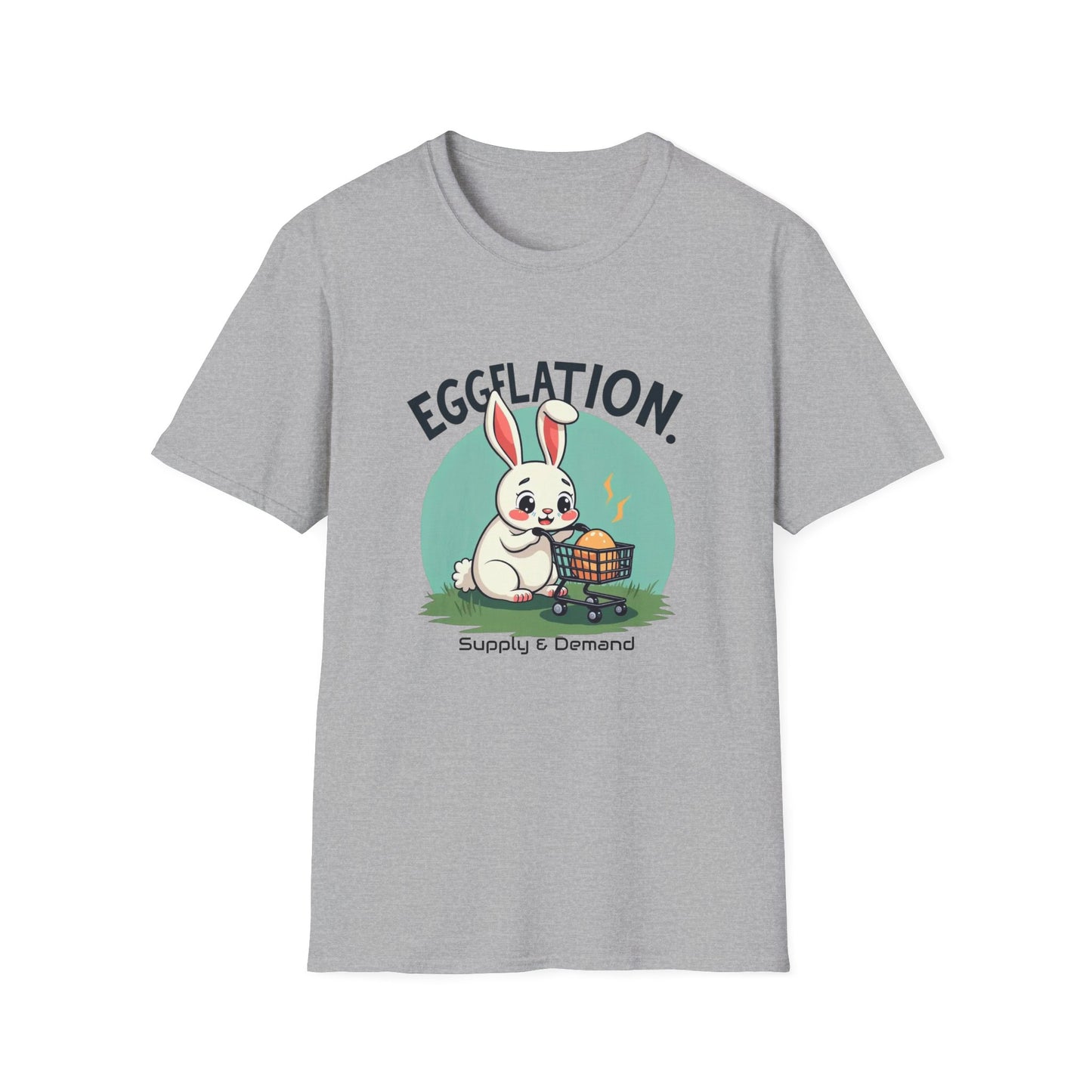Easter Bunny 'Eggflation' T-Shirt – Cute Bunny with Egg Basket Graphic