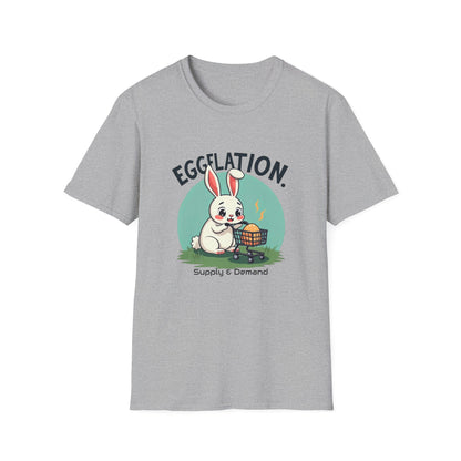 Easter Bunny 'Eggflation' T-Shirt – Cute Bunny with Egg Basket Graphic