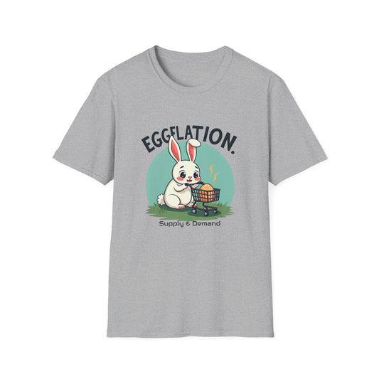 Easter Bunny 'Eggflation' T-Shirt – Cute Bunny with Egg Basket Graphic