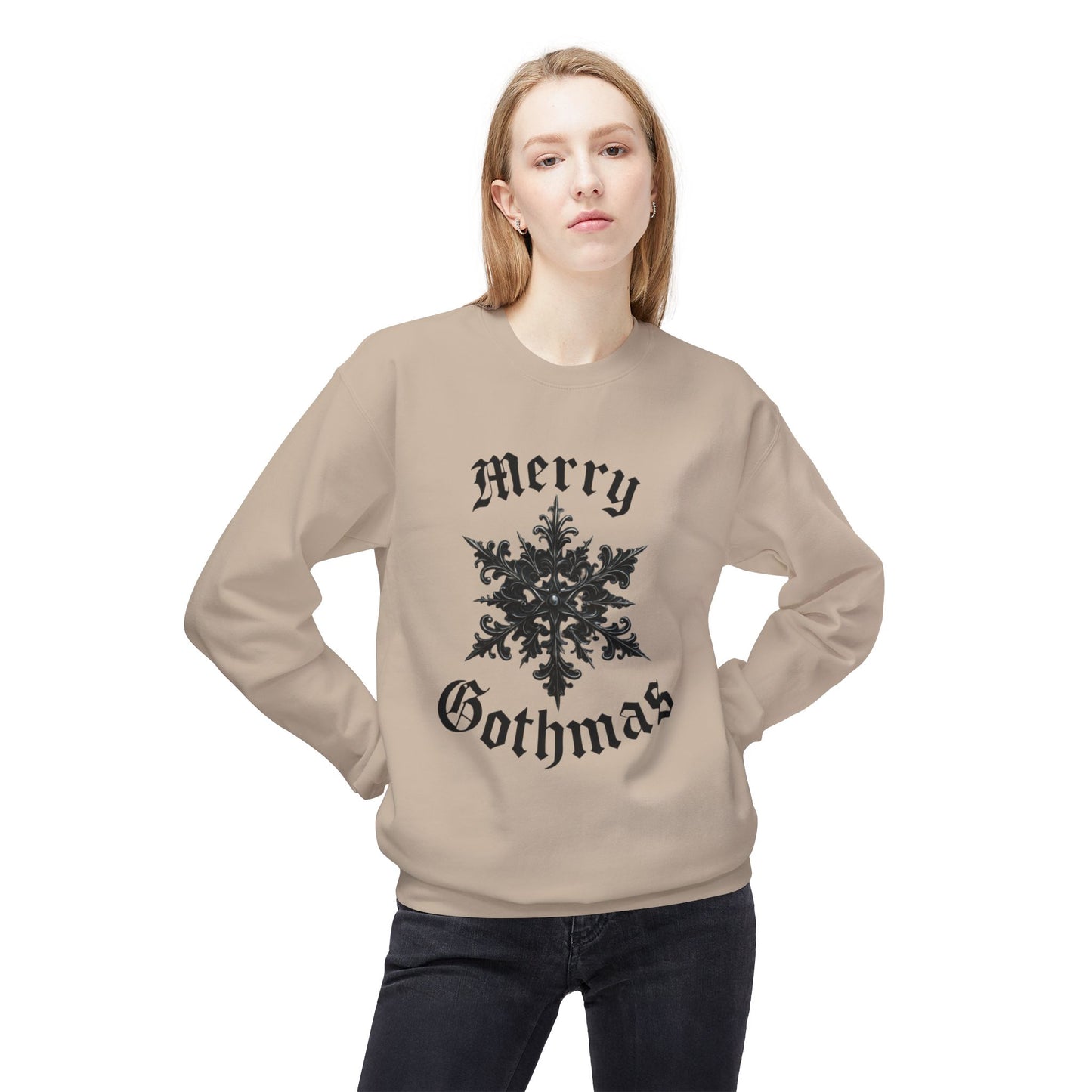 Gothic 'Merry Gothmas' Snowflake Crewneck Sweatshirt
