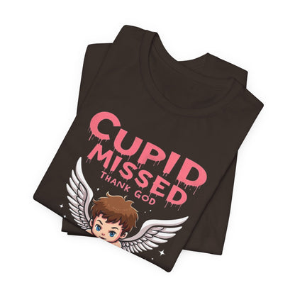 Cupid Missed, Valentines Day tee, Unisex Jersey Short Sleeve Tee