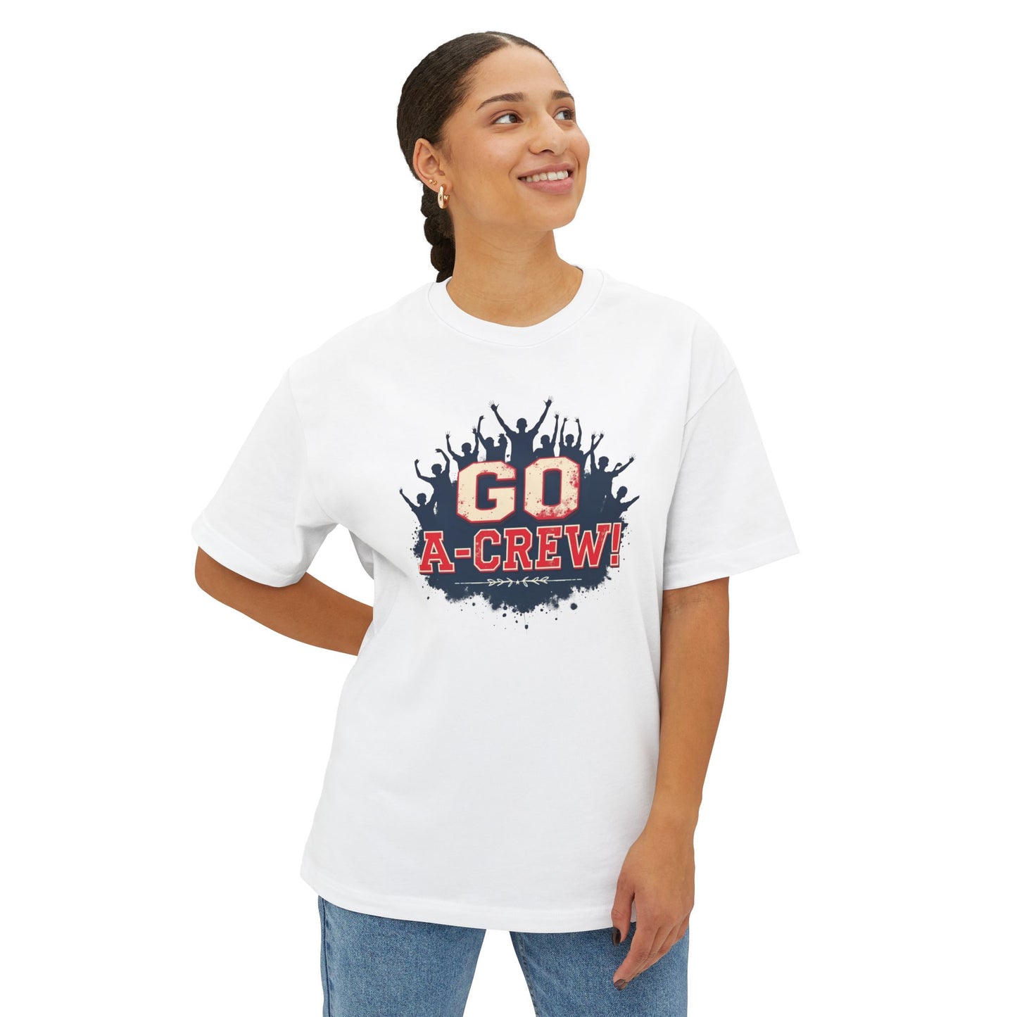 Go A-Crew! Graphic Tee — Team Spirit Oversized Boxy T-Shirt
