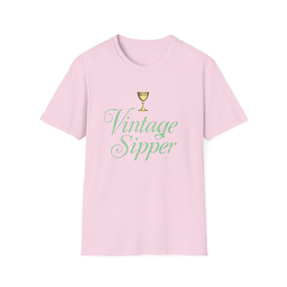 Vintage Sipper Unisex Softstyle T-Shirt, Casual Wear, Gift for Wine Lovers, Bar Night, Vintage Inspired Apparel - Psychonaut Swag