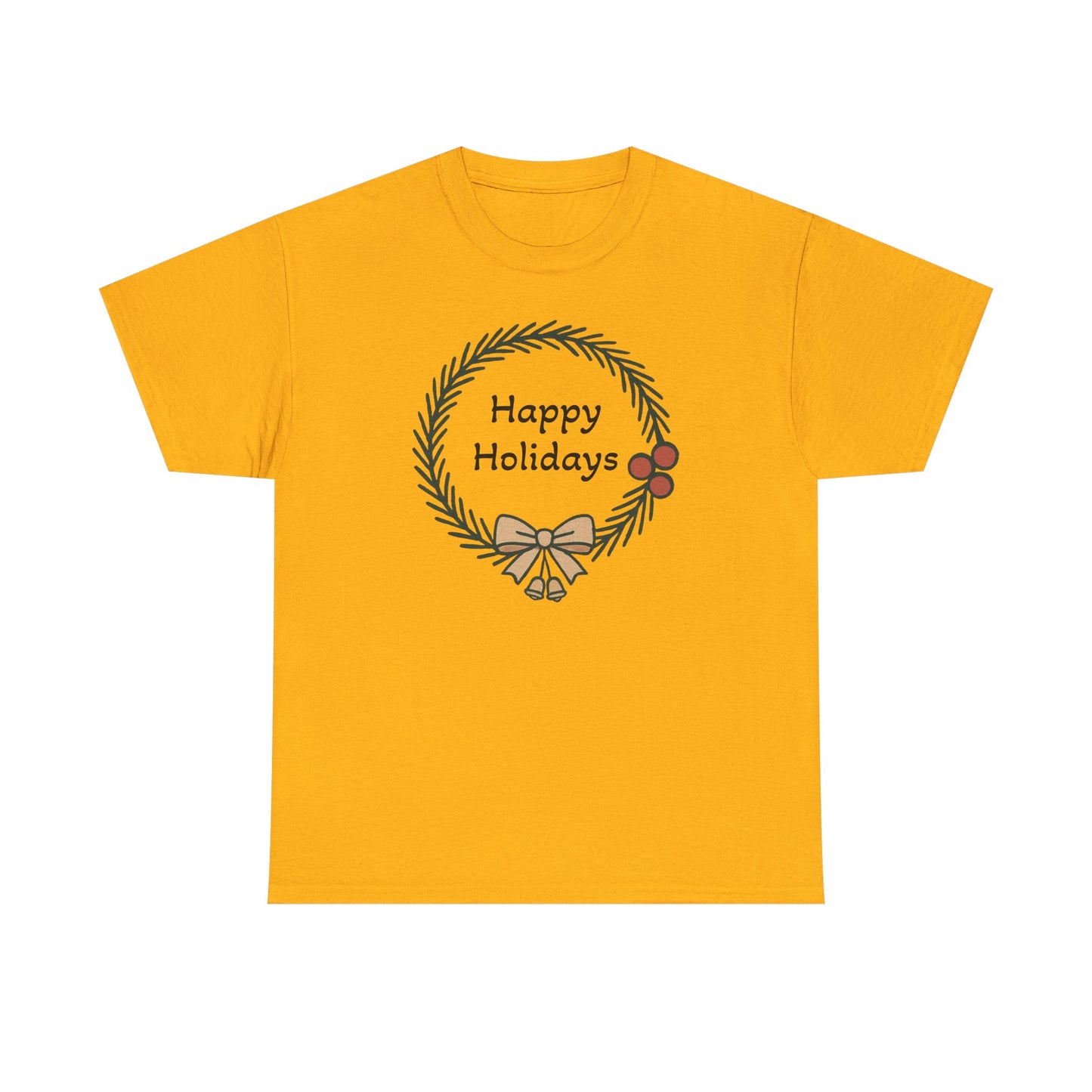 Happy Holiday Wreath, Unisex Heavy Cotton Tee