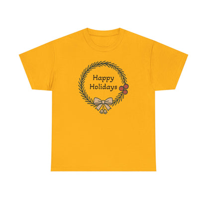 Happy Holiday Wreath, Unisex Heavy Cotton Tee