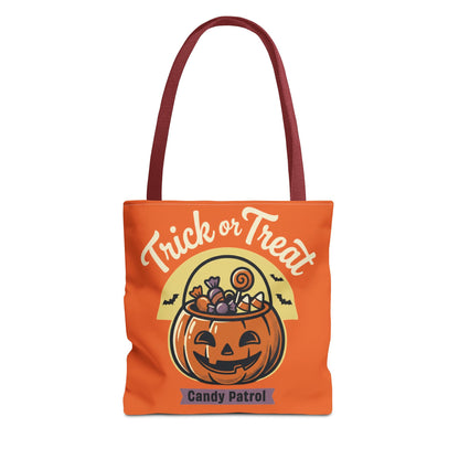 Halloween Trick or Treat Tote Bag — "Candy Patrol" Pumpkin Candy Bucket Design