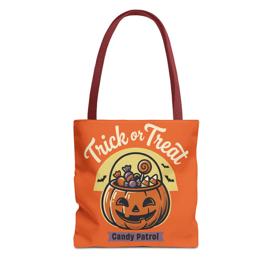 Halloween Trick or Treat Tote Bag — "Candy Patrol" Pumpkin Candy Bucket Design