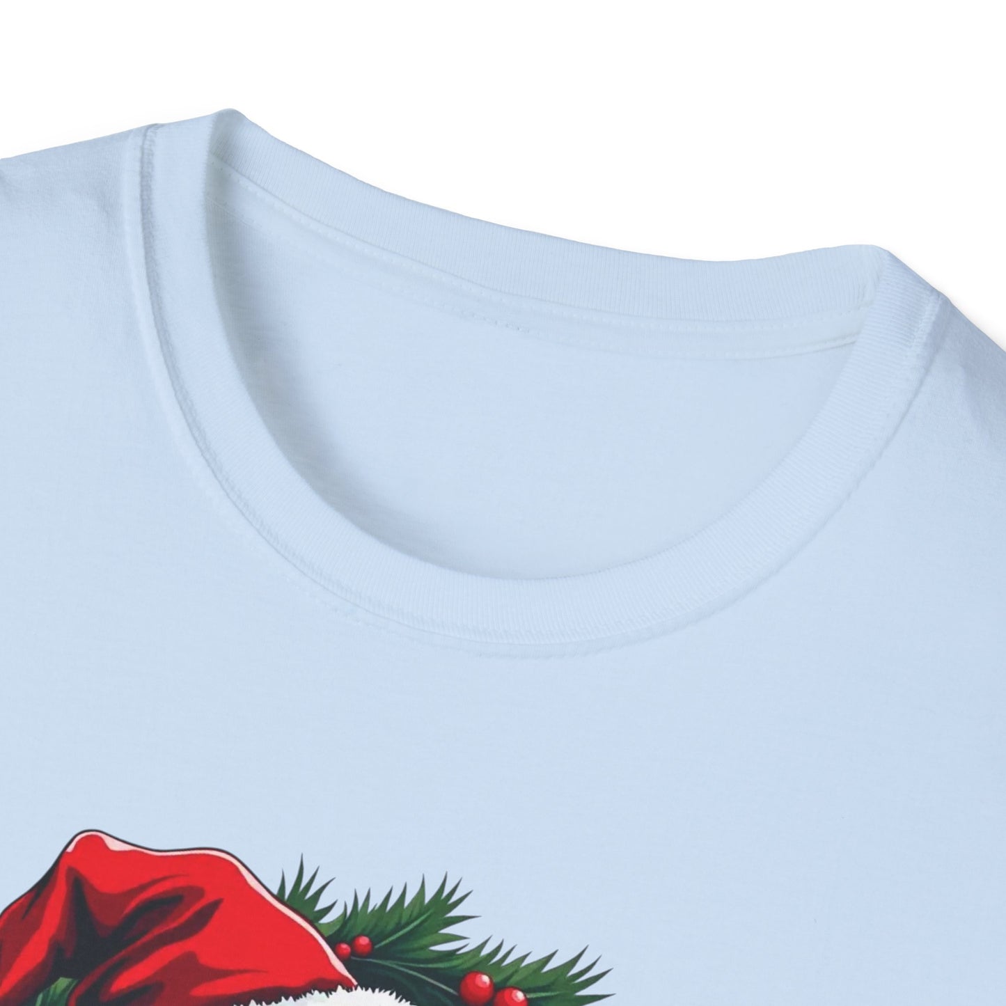 Christmas Wreath Bass Fishing T-Shirt — Santa Hat Fish Holiday Tee