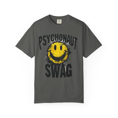 Psychonaut Swag Yellow Smiley Face, Trendy Graphic Tee for Festival Lovers, Casual Wear, Gifts, Street Style