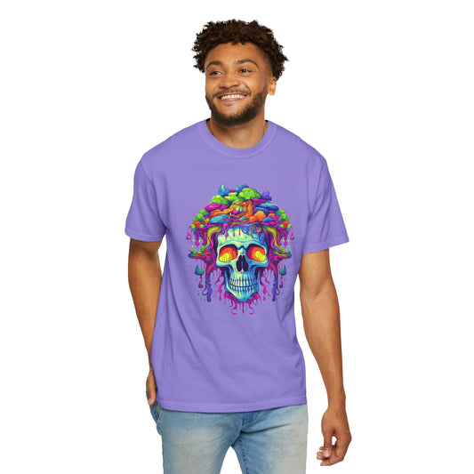 Trippy Skull Vibe, Unisex Garment-Dyed T-shirt