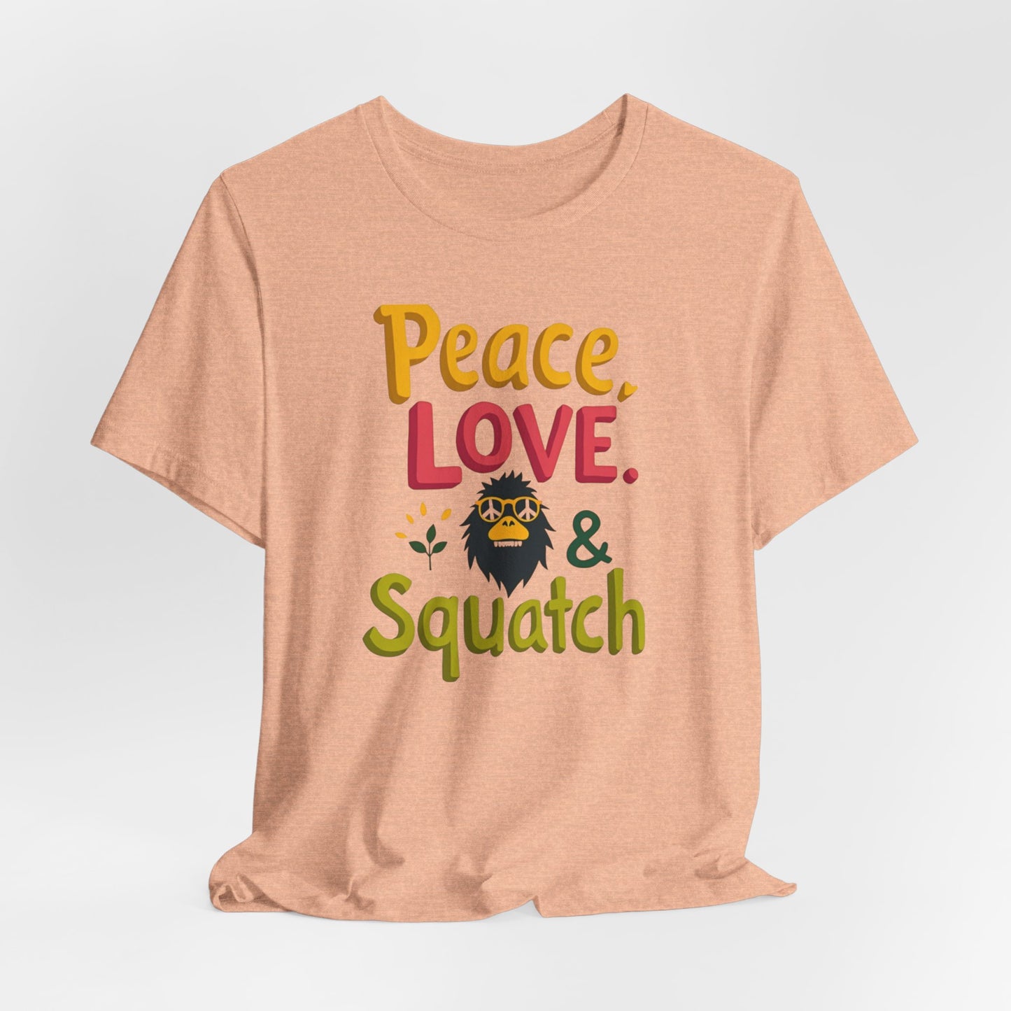 Peace, Love & Squatch T-Shirt — Retro Bigfoot Graphic Tee