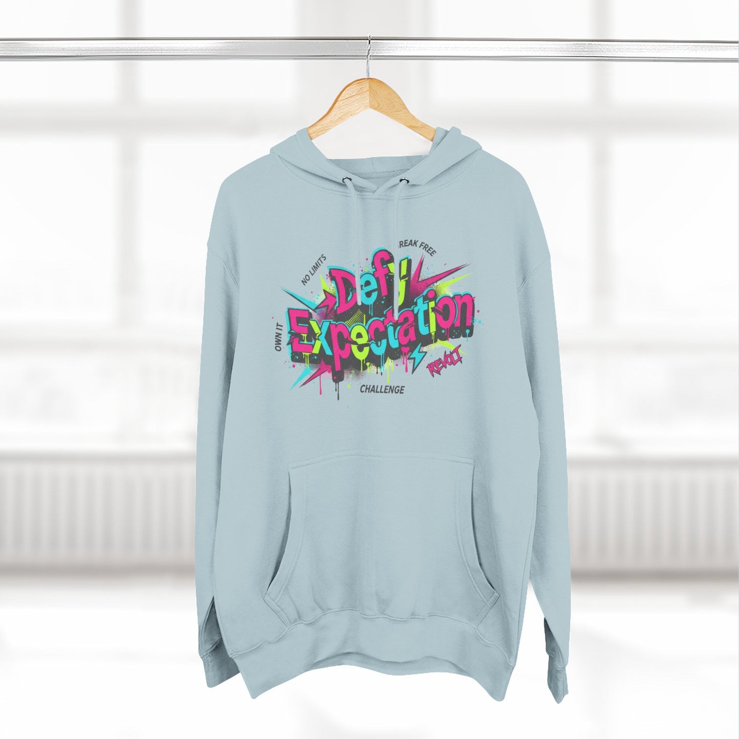 Expectation vs Reality Hoodie — Retro 90s Graffiti 'Defy Expectation' Pullover