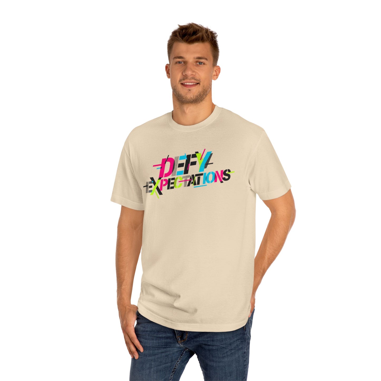 Defy Expectations Tee — Bold Retro Graphic T-Shirt