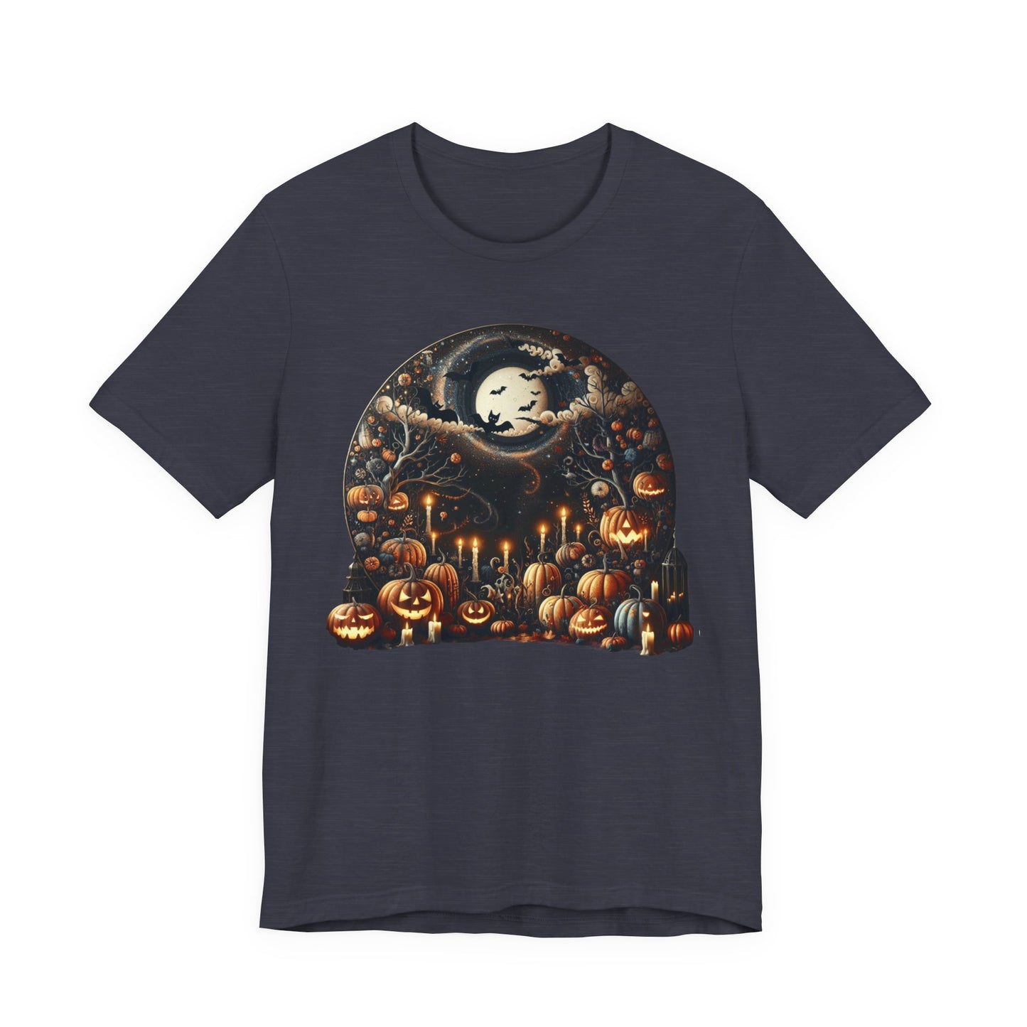 Halloween Pumpkin mural, Short Sleeve Tee, Spooky Tee, Unisex Halloween Shirt, Autumn T-shirt, Harvest Festival Shirt, Trick or Treat Shirt, [...]