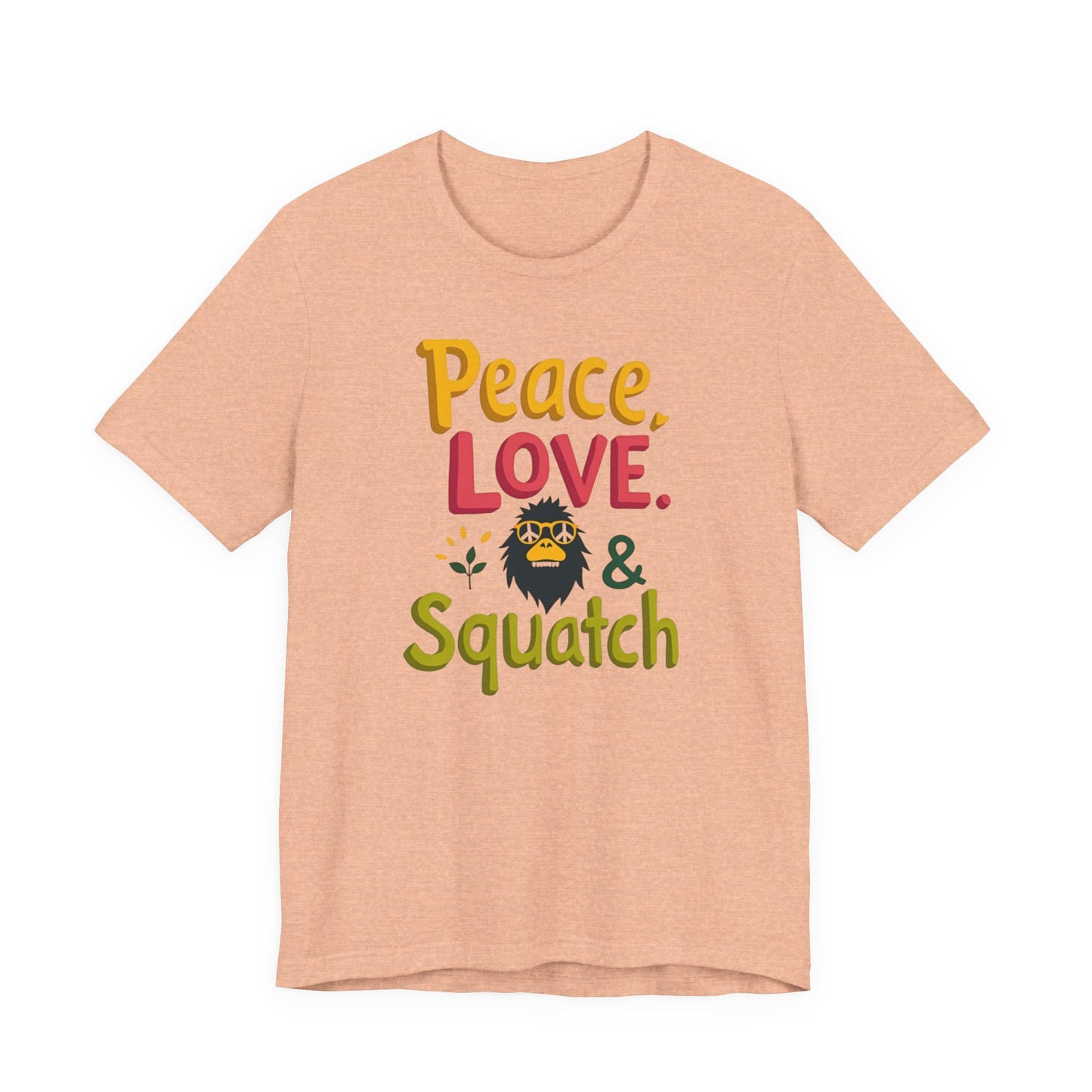 Peace, Love & Squatch T-Shirt — Retro Bigfoot Graphic Tee