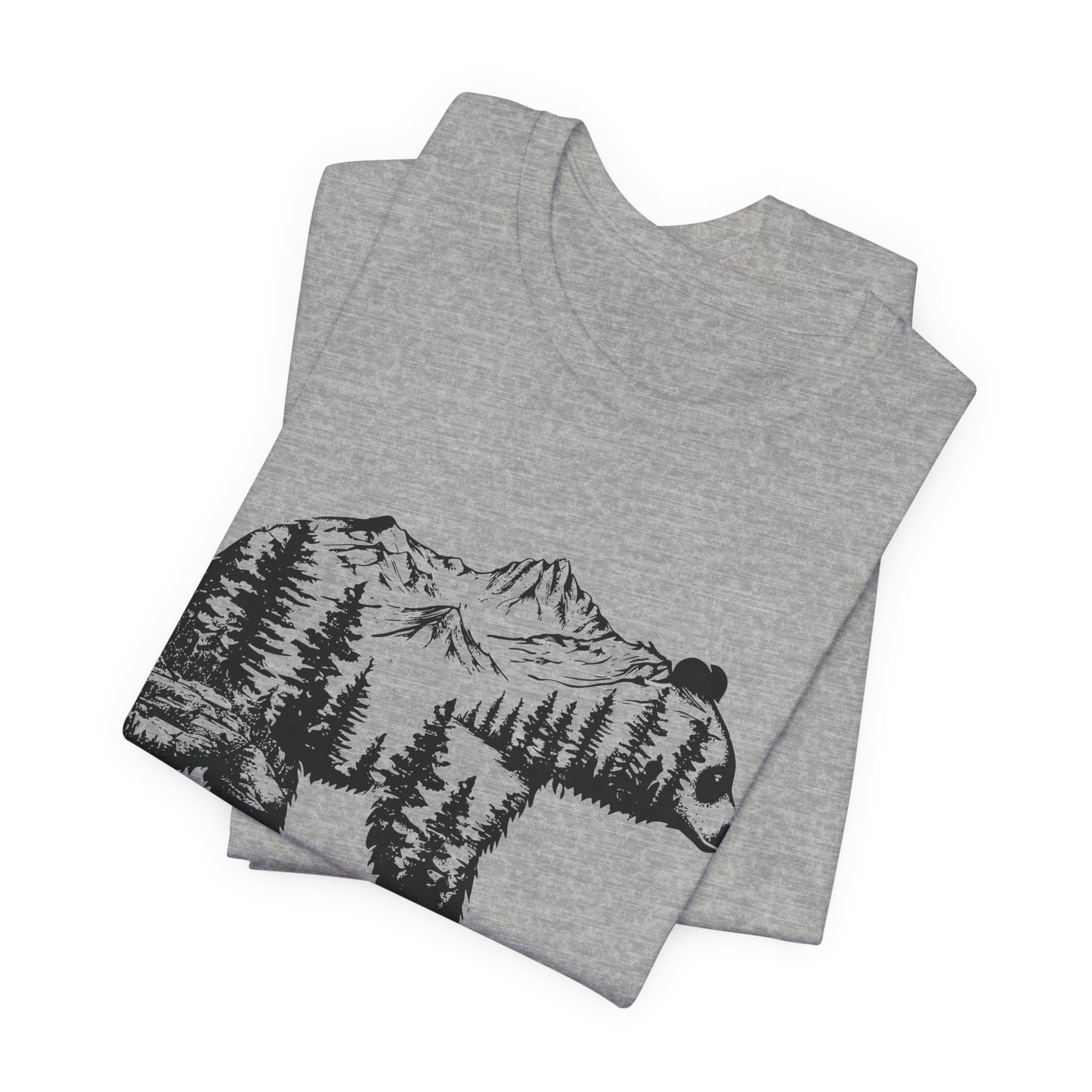Mountain Bear Graphic Tee — Forest Silhouette Nature T-Shirt