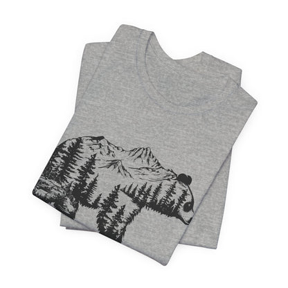 Mountain Bear Graphic Tee — Forest Silhouette Nature T-Shirt
