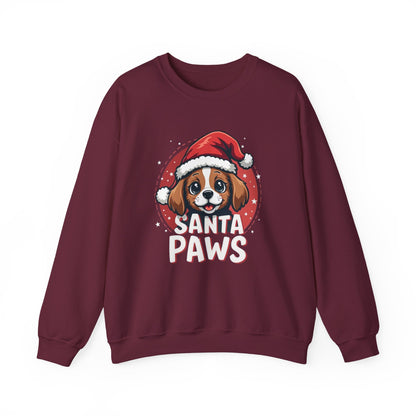 Christmas Dog Sweatshirt — "Santa Paws" Cute Puppy Holiday Crewneck