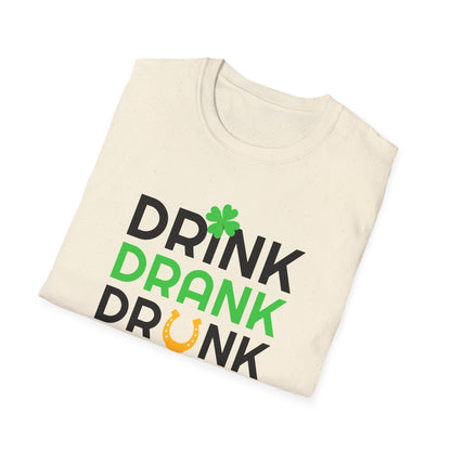 Drink Drank Drunk T-Shirt — St. Patrick’s Day Shamrock & Horseshoe Party Tee