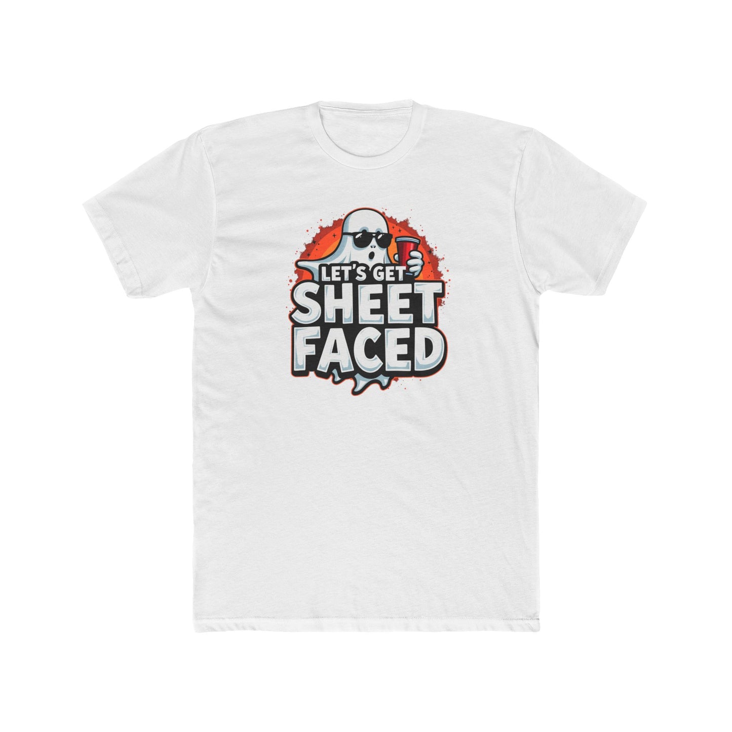 Crew Tee – "Let's Get Sheet Faced" Halloween Ghost Party T‑Shirt