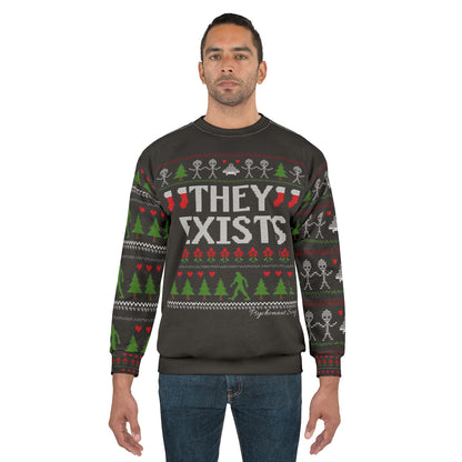 They Exist Ugly Christmas Sweatshirt — Skeletal Holiday Knit Design