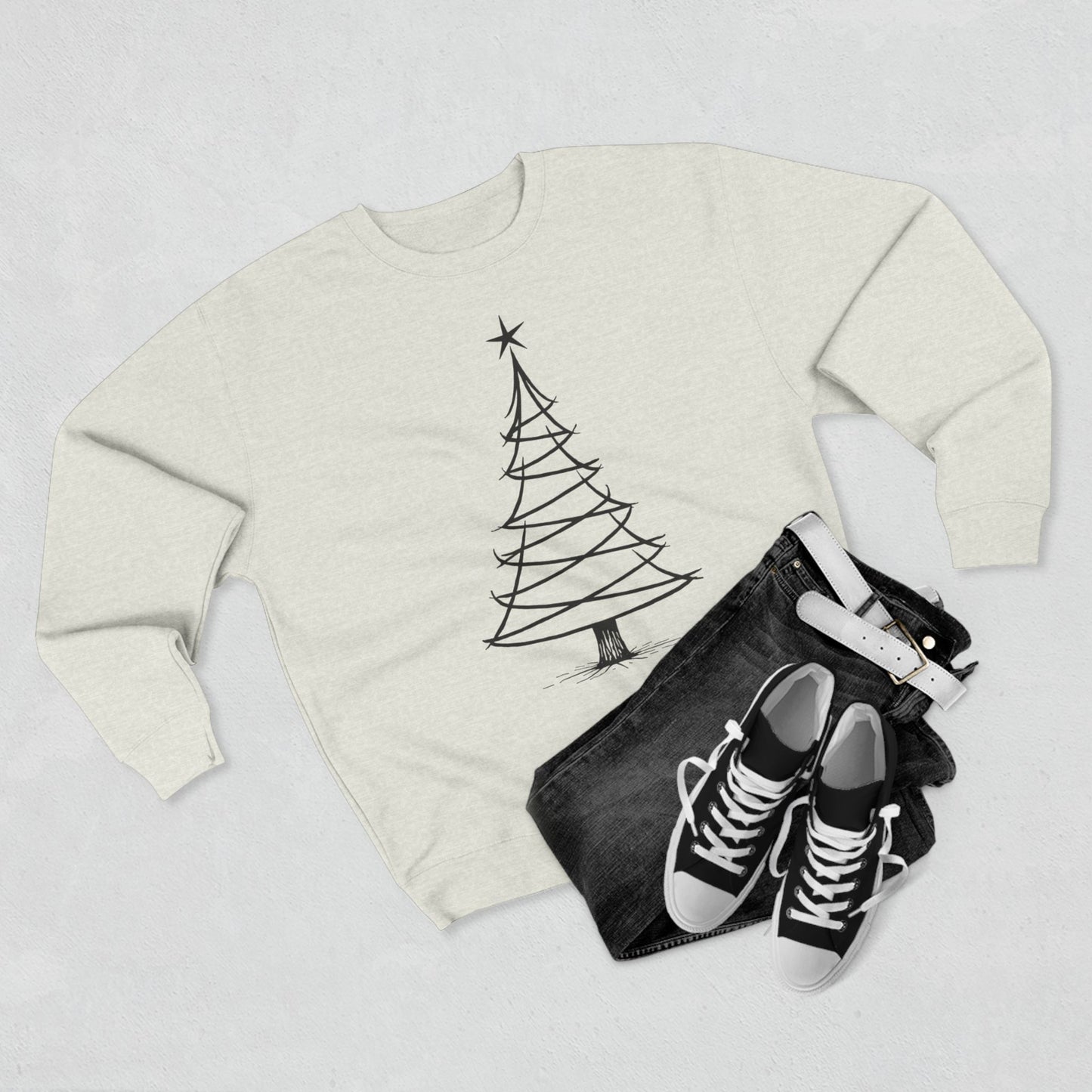 Minimal Sketch Christmas Tree Sweatshirt