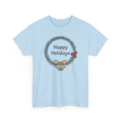 Happy Holiday Wreath, Unisex Heavy Cotton Tee