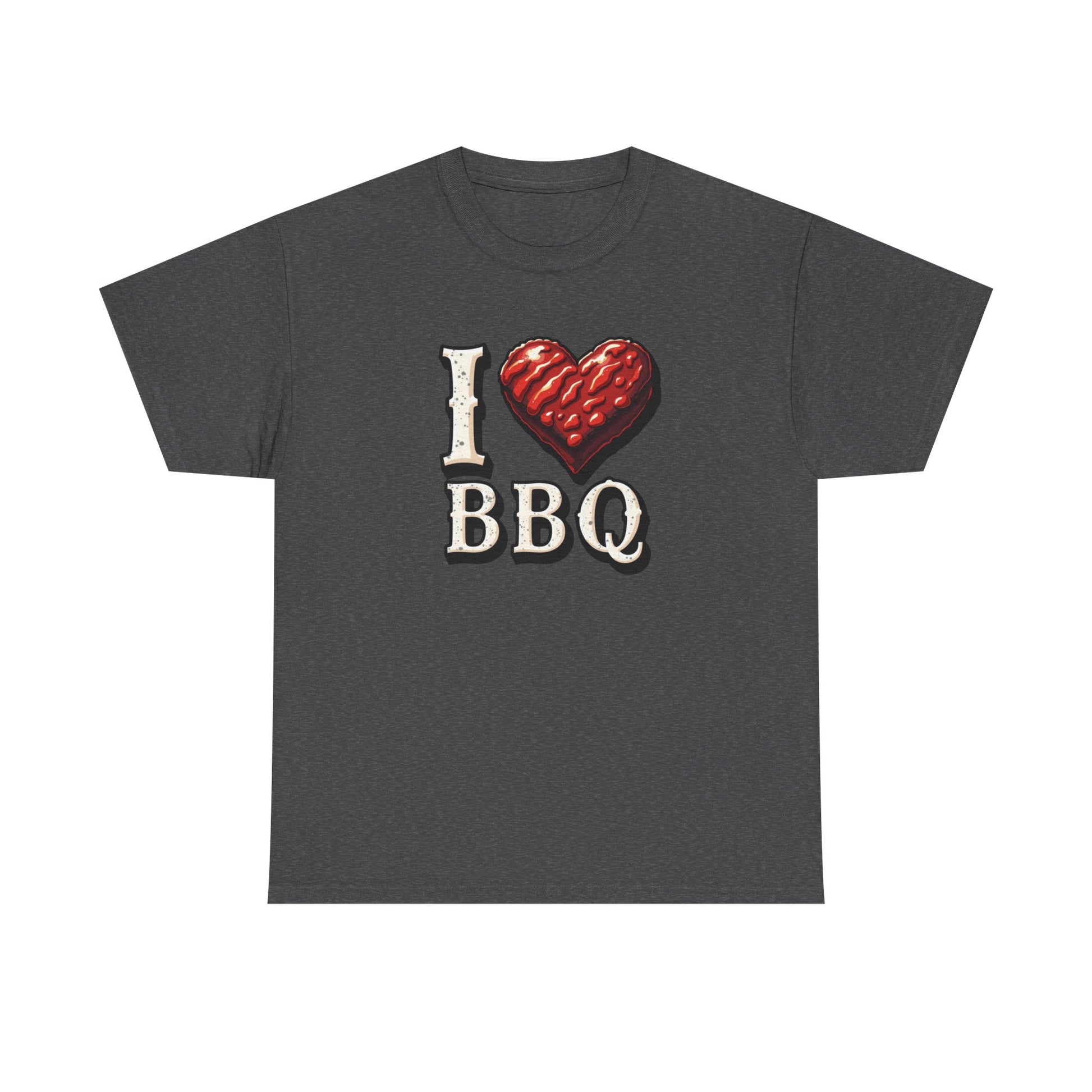 I Love BBQ Unisex Heavy Cotton Tee - Perfect for BBQ Lovers, Summer Cookouts, Grilling Events, Foodie Gift, Casual Wear - Psychonaut Swag