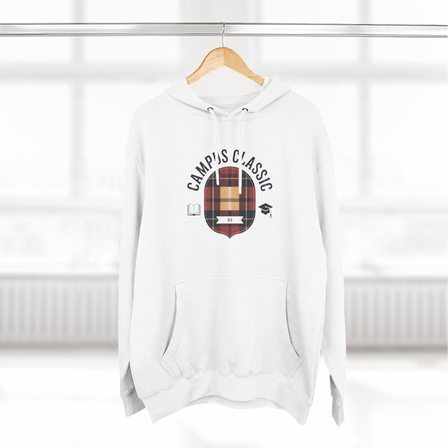 Campfire Classic Plaid Hoodie — Vintage Camping Fleece Pullover